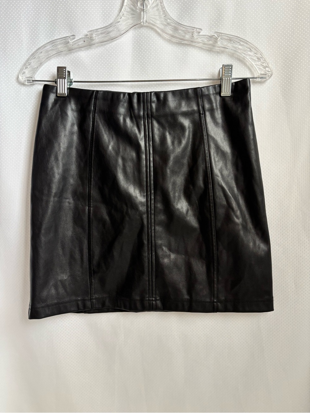 Altar'd State Black Faux Leather Mini Skirt with Vertical Panels